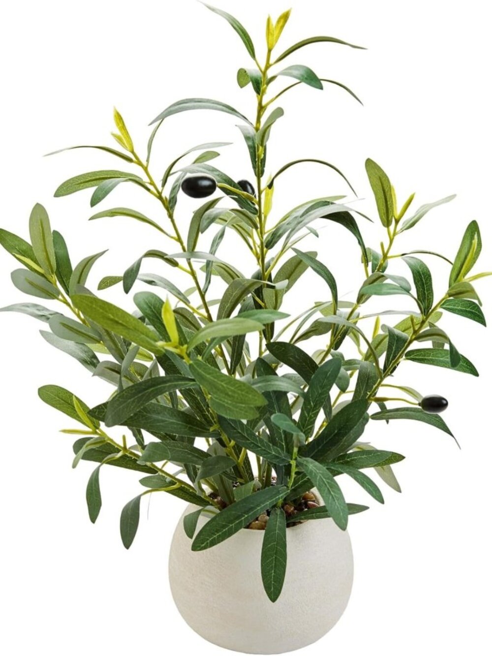17" Faux Olive Tree in White Ceramic Planter - Indoor Home Decor Accent